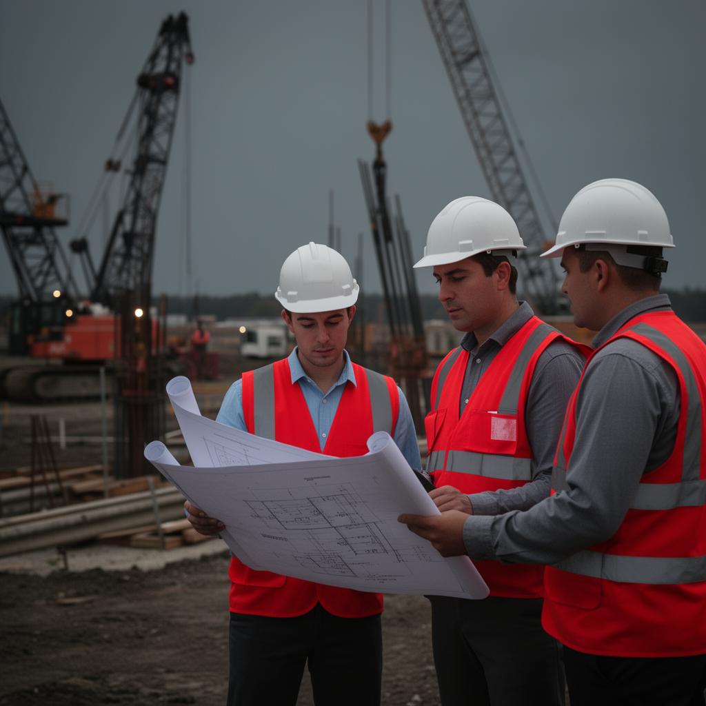 Equipo de COTELCO INGENIERING revisando planos en una obra
